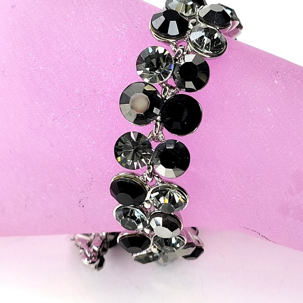 Black and Grey Crystal Rhinestone STATEMENT Bracelet